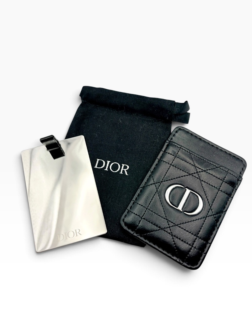 Dior Beauty Quilted Black Cardholder and Mirror